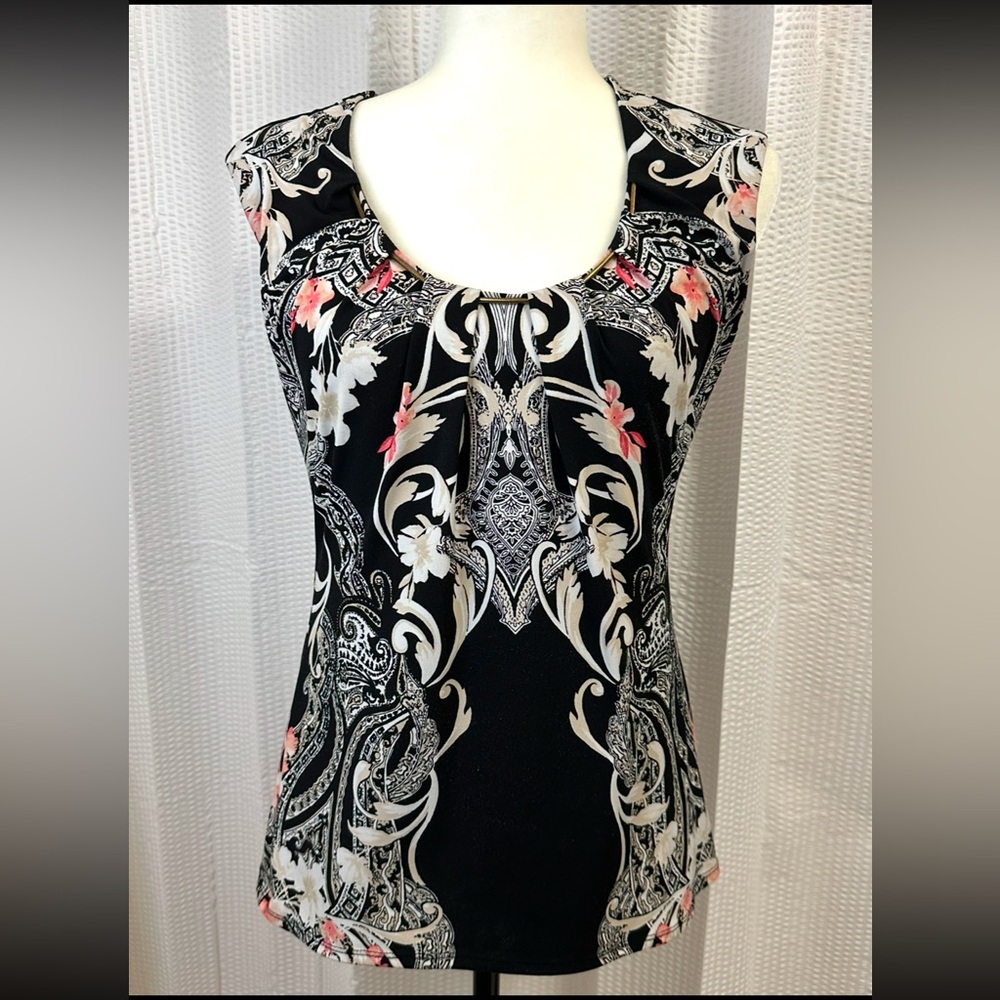 White House Black Market Black Paisley Top